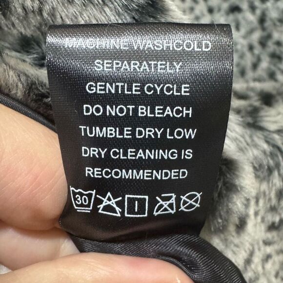 Gray Leopard Print Faux Fur Trench Coat - Picture 10 of 11